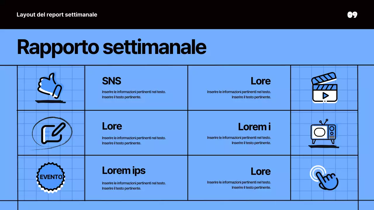 Materiale per riunioni kitsch in blu