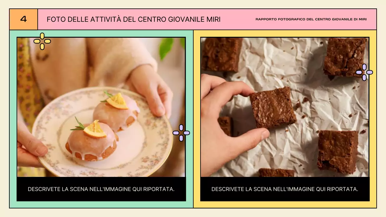 Presentazioni di attività del centro giovanile in giallo e menta