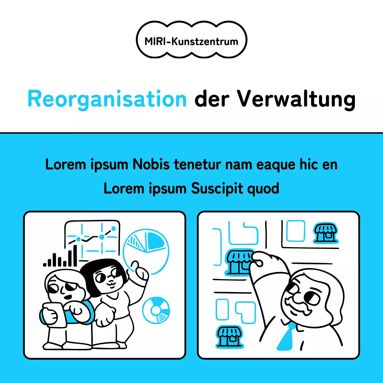 Eine einfache Umstrukturierungsankündigung in Hellblau