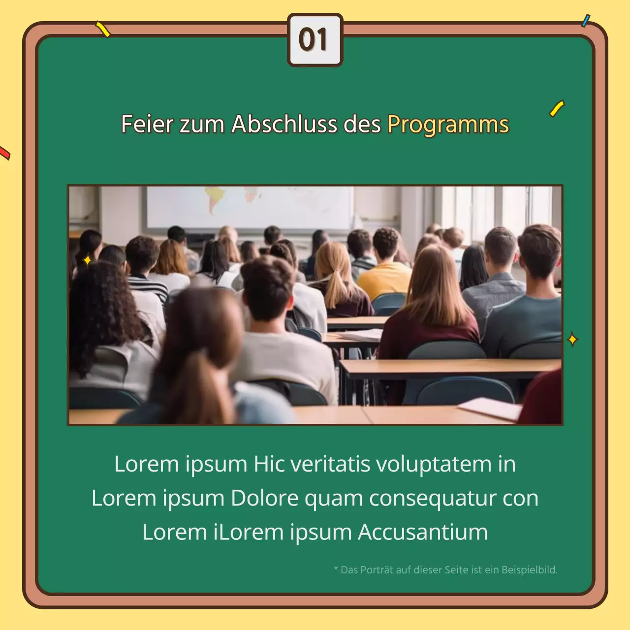 Eine schöne gelbe und grüne Abschlussfeier