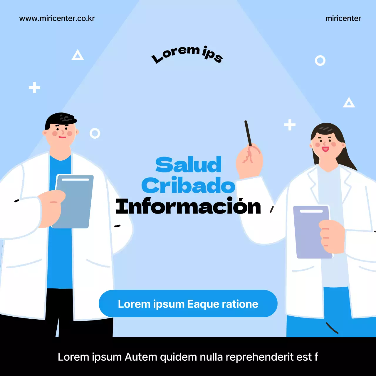 Anuncio de cribado sanitario azul y negro