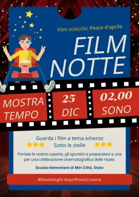 Rosso e blu affascinante pesce d'aprile promozionale per il cinema