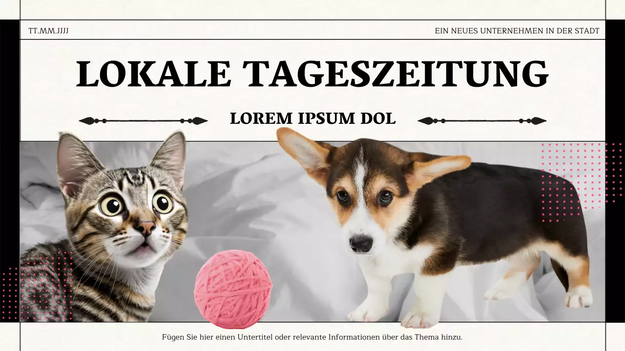 Einfache Geschäftsunterlagen zum Thema Zeitung in Schwarz und Rosa