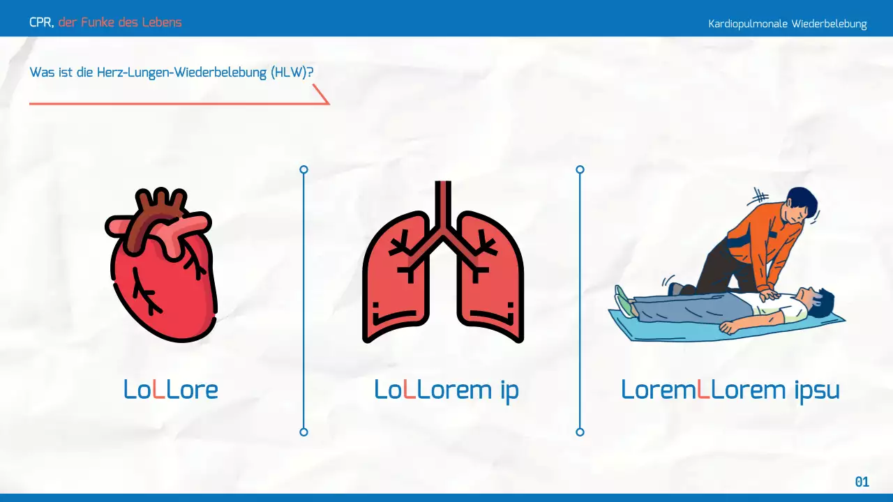 Einfache CPR-Schulungsmaterialien in Blau