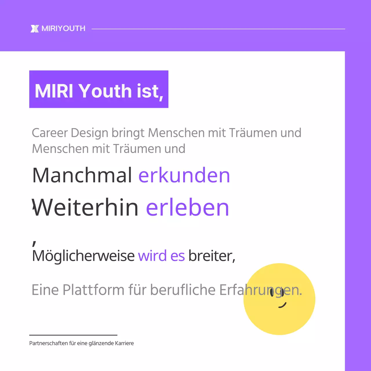 Ein einfaches lila-weißes Werbefeld für die Gemeinschaft