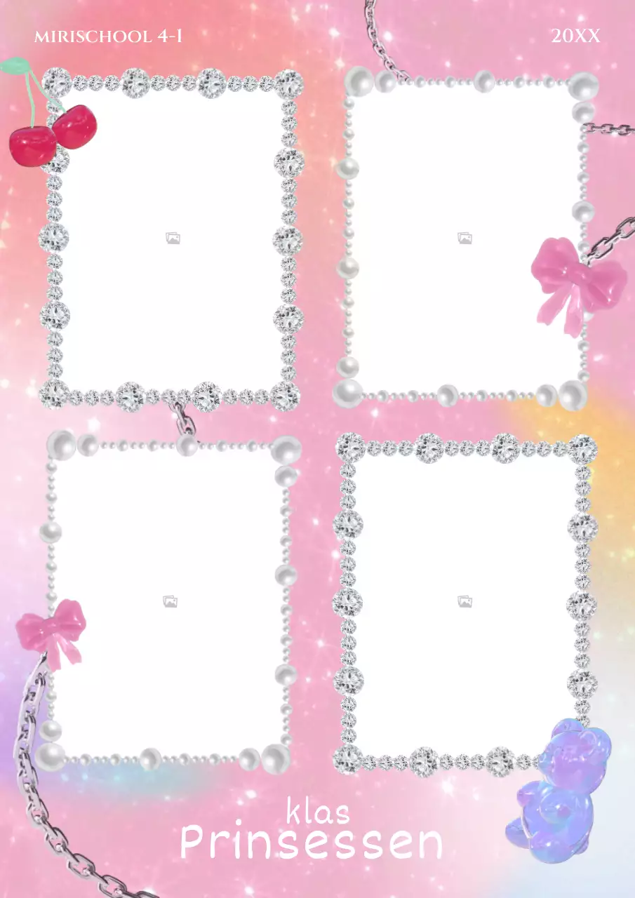 Kitscherig roze fotolijstje met vier sneden