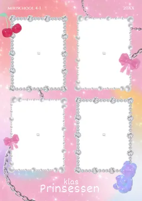 Kitscherig roze fotolijstje met vier sneden