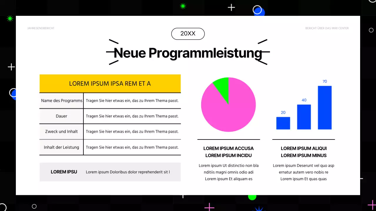 Kitschige Finanzberichte zum Jahresende in Pink und fluoreszierenden Farben
