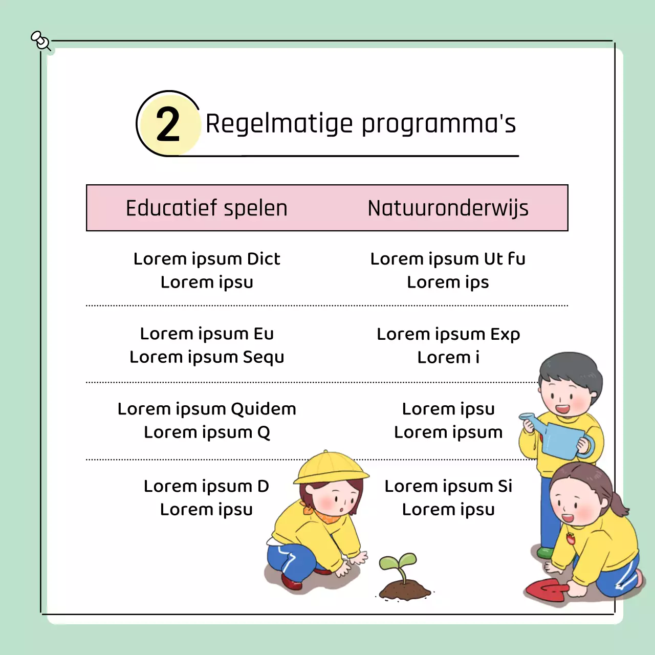Schattige kleuterklassen in geel en roze