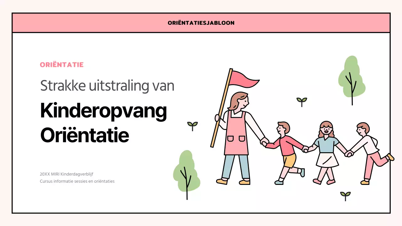 Een eenvoudige roze en limoengroene oriëntatiebrief voor een kinderdagverblijf