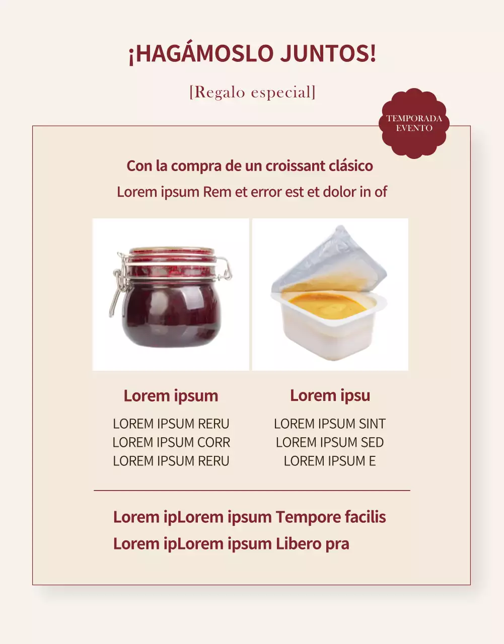 Promueva un evento de pastelería moderno en negro y beige