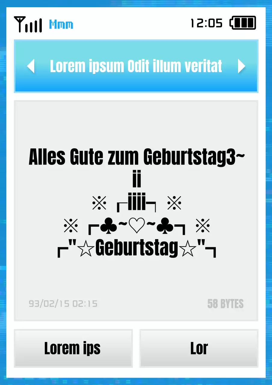 Geburtstagstexte in einer Parodie aus hellblauen und grauen Tweets