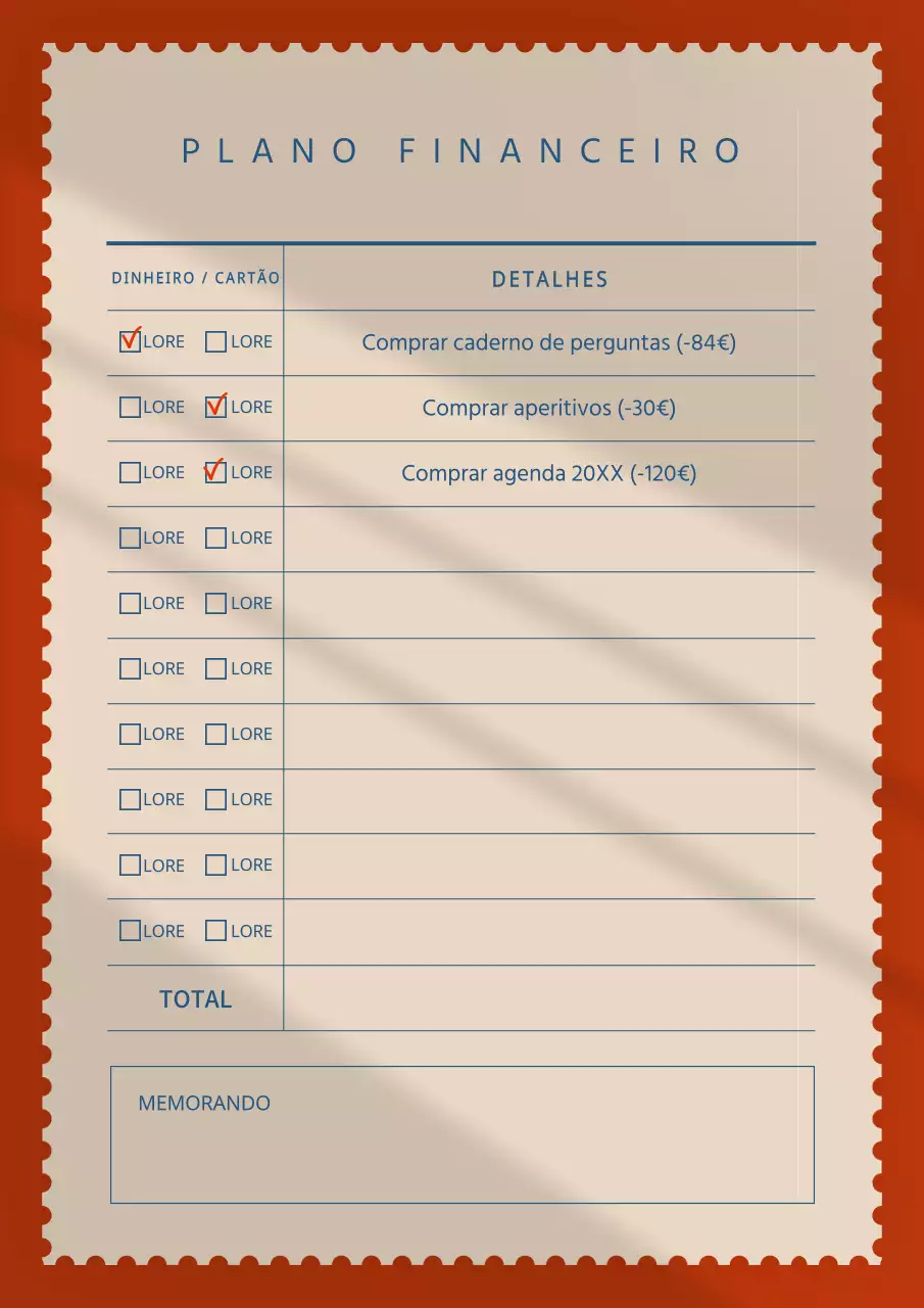Bloco de notas simples vermelho e bege