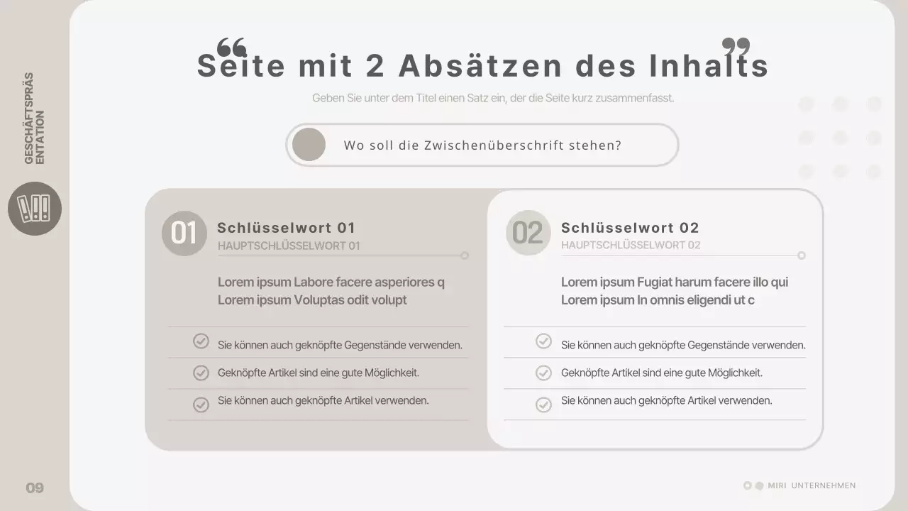 Eine einfache, beigefarbene Geschäftspräsentation
