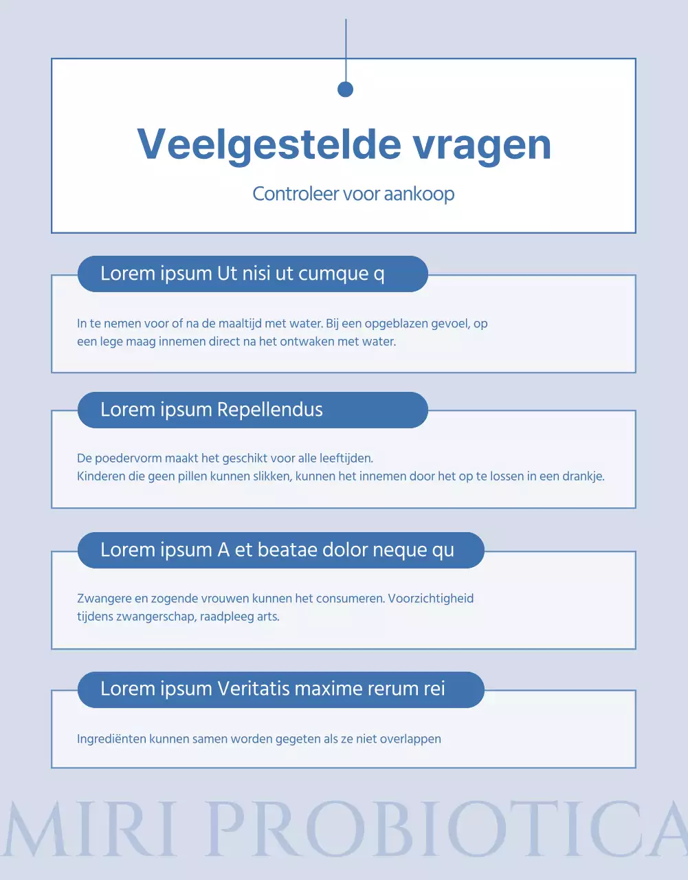 Eenvoudige lactobacillus productbeschrijving in marineblauw en lichtblauw