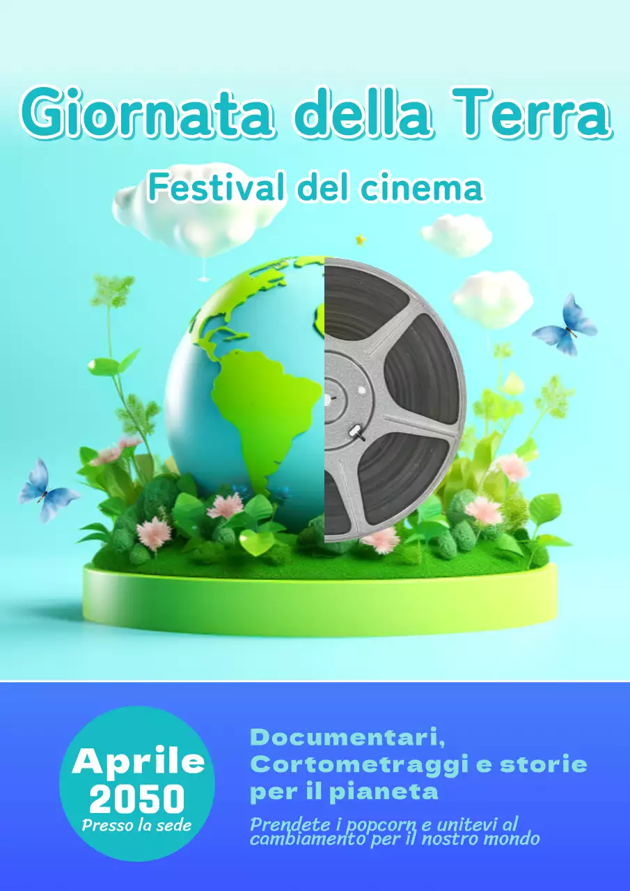Blu cielo e viola Natura a tema Earth Day Film Festival Promozionale