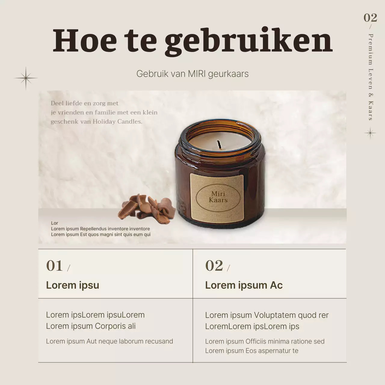 Een eenvoudige kaars in beige promoten