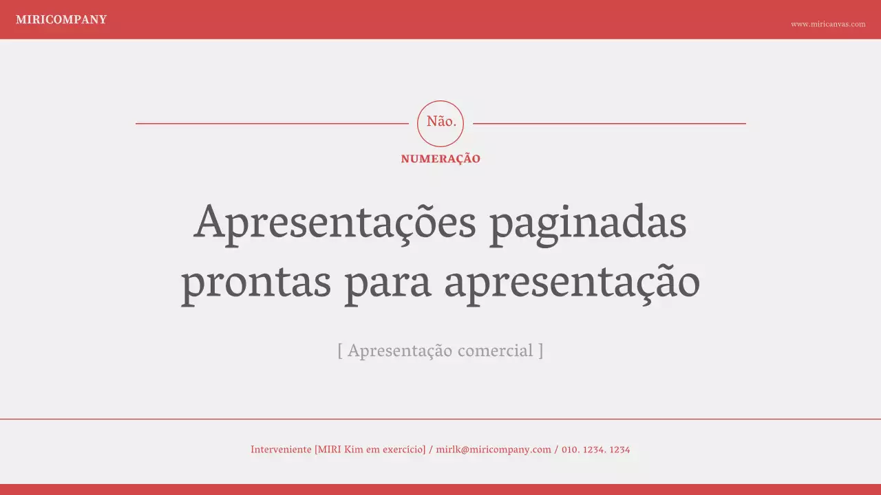 Apresentação minimalista da numeração em vermelho marfim