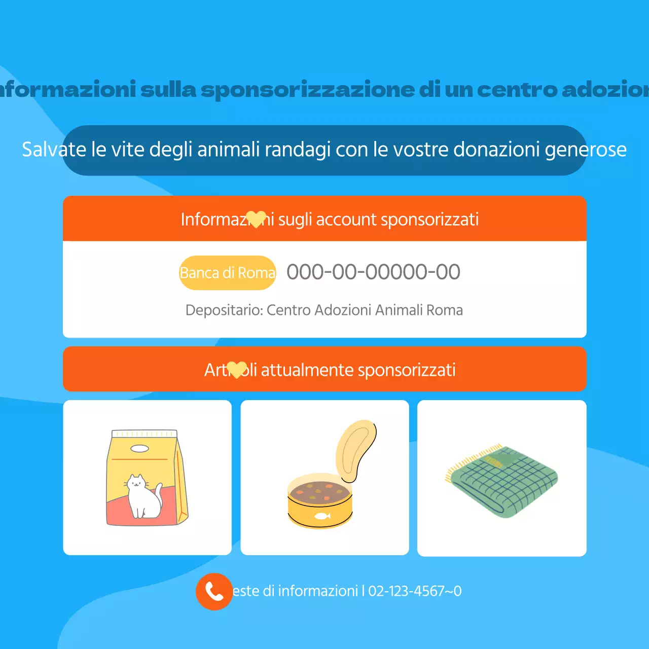 Promuovete il vostro centro di adozione di animali domestici con uno stile arancione e simpatico