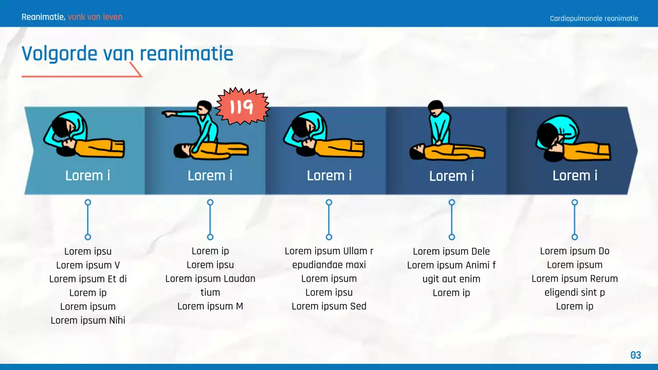 Eenvoudig reanimatiemateriaal in blauw