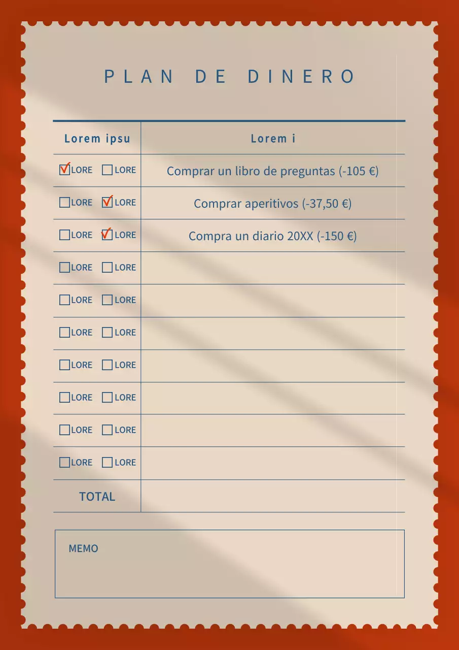 Sencillo bloc de notas de bolsillo rojo y beige