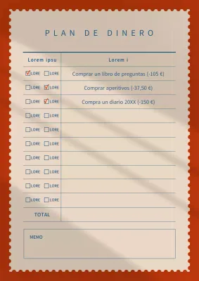 Sencillo bloc de notas de bolsillo rojo y beige