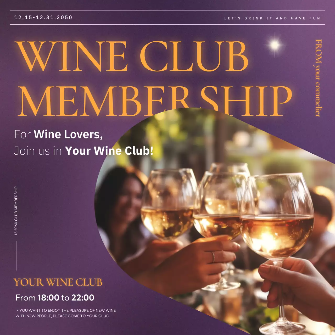 Purple Elegant Wine Promotion Social Media Post