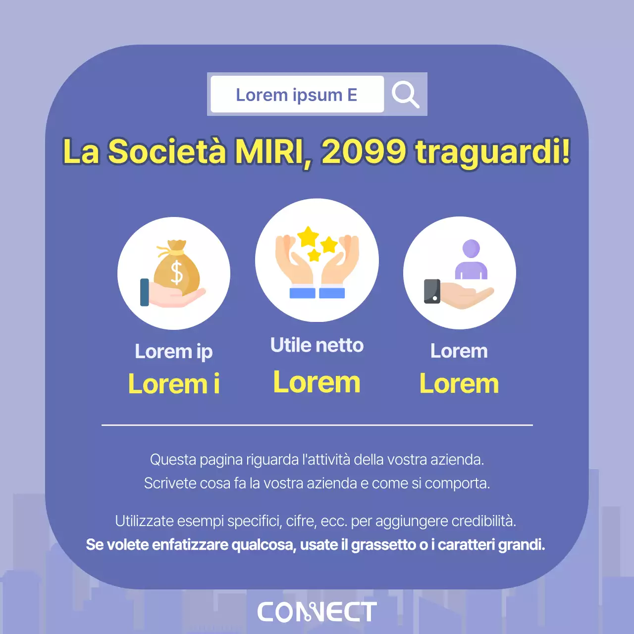 Una lettera di presentazione aziendale minimalista in viola e giallo