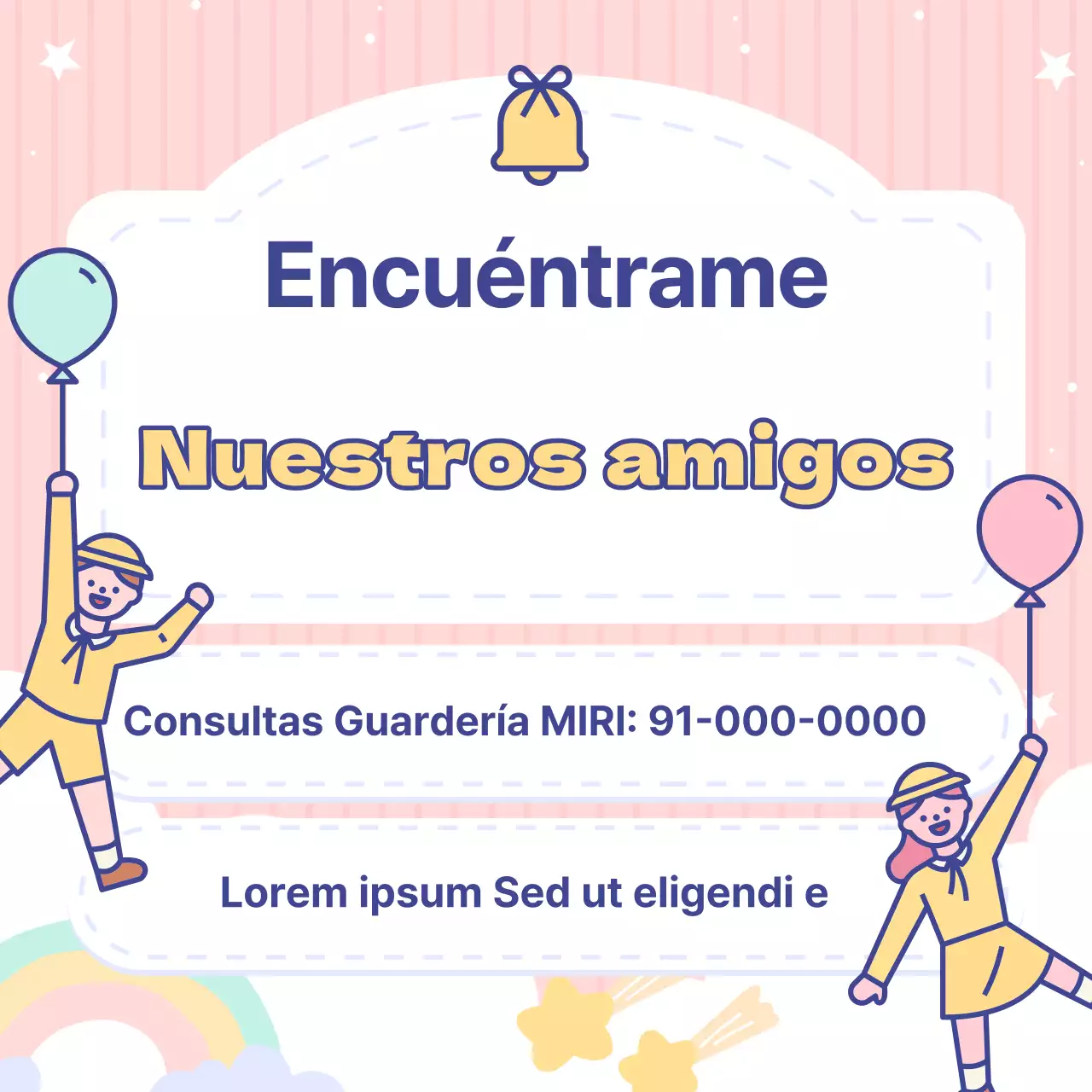 Adorables anuncios de jardín de infancia azul claro y rosa