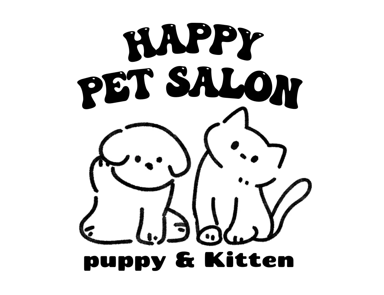 かわいいドローイングイラストのペットグルーミングショップ