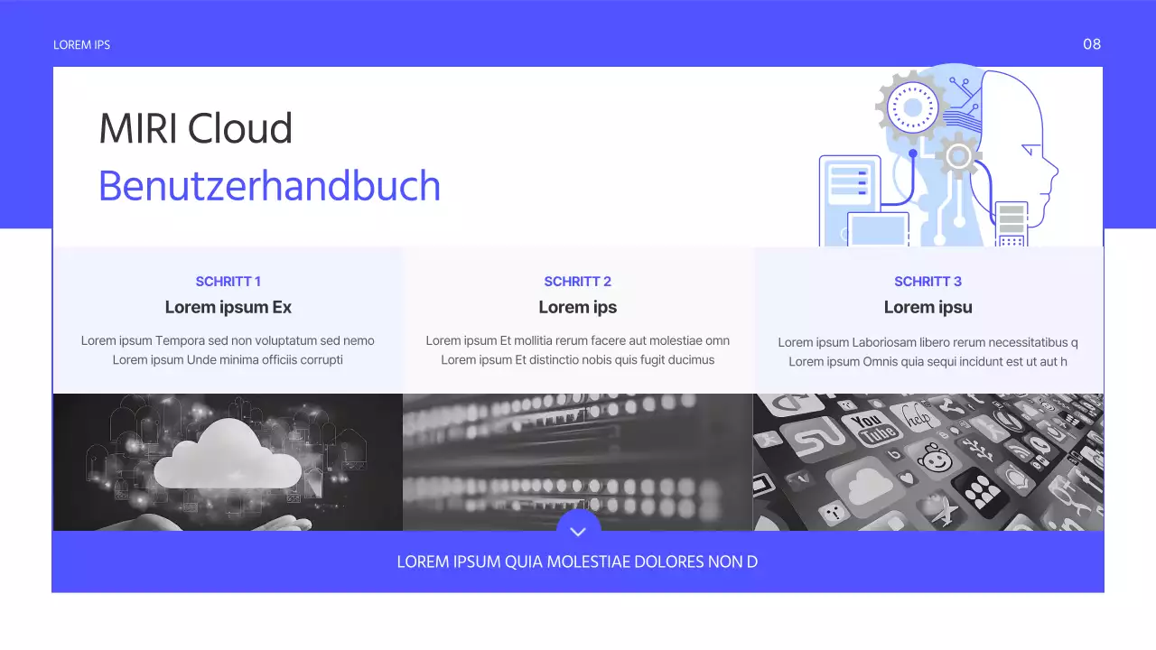 Ein einfacher, violetter Prospekt für Unternehmensdienstleistungen