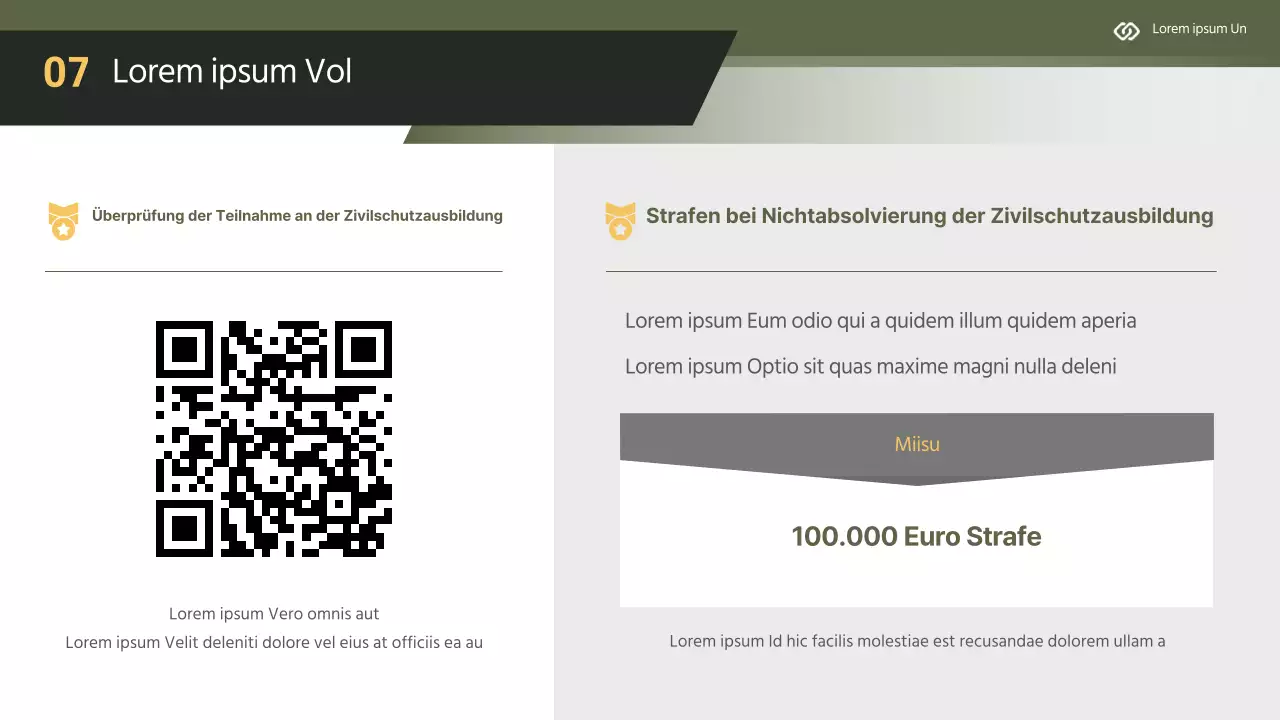 Modernes Zivilschutz-Ausbildungsmaterial in gelb und khaki