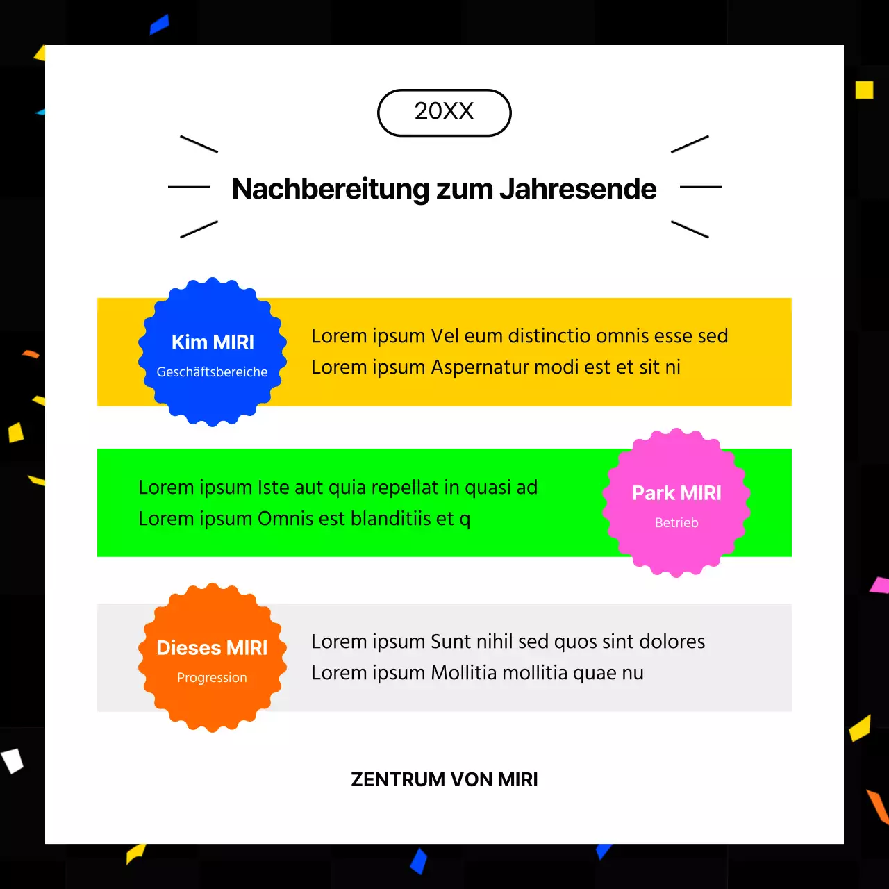 Kitschige Jahresendberichte in Pink und Neonfarben