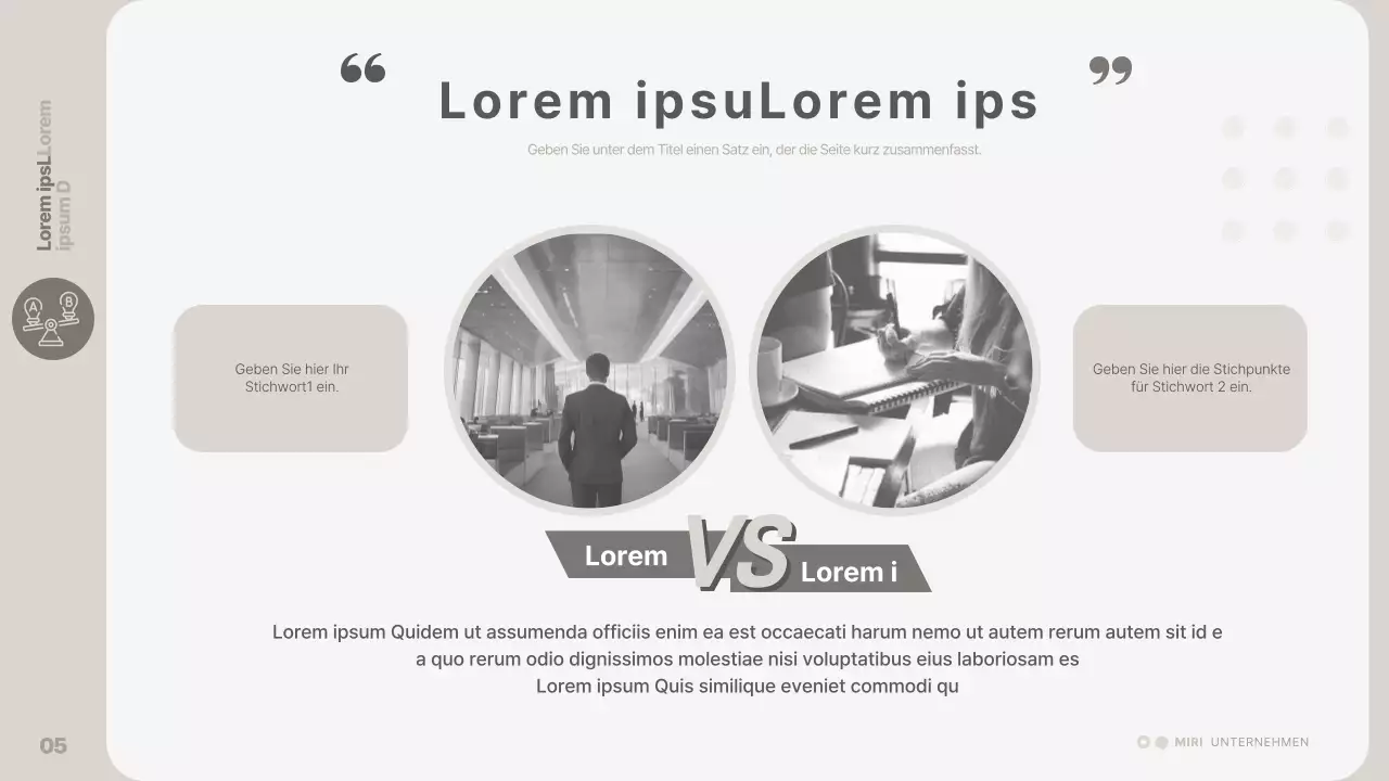 Eine einfache, beigefarbene Geschäftspräsentation