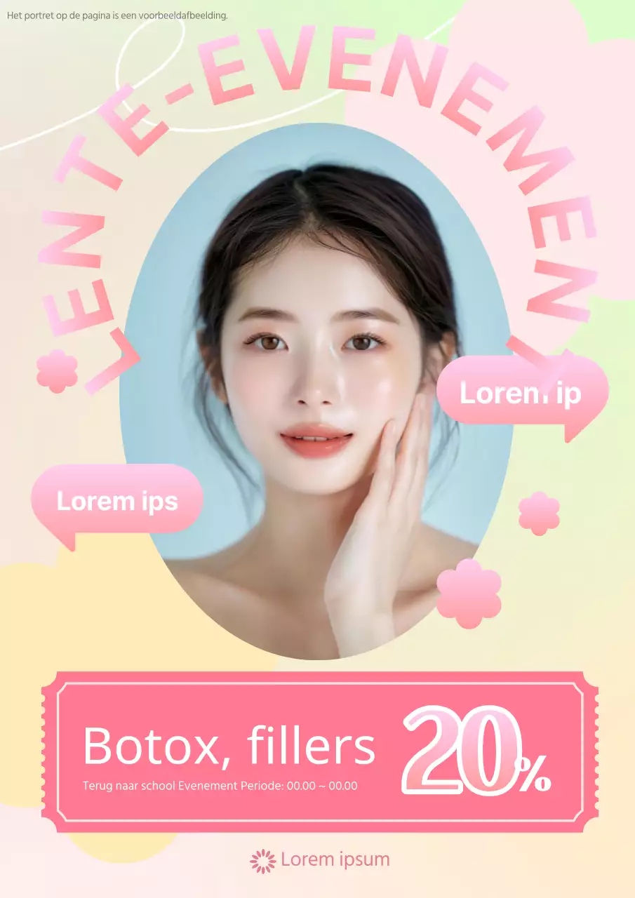 Trendy advertenties voor dermatologische ingrepen in chartreuse en roze