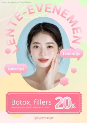 Trendy advertenties voor dermatologische ingrepen in chartreuse en roze