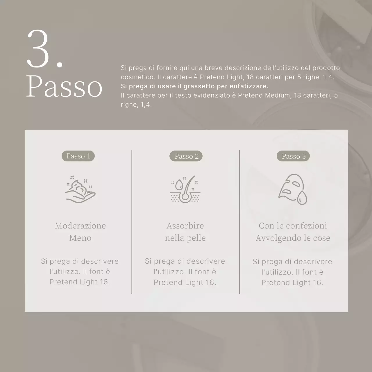 Promuovere una semplice cura cosmetica della pelle in beige