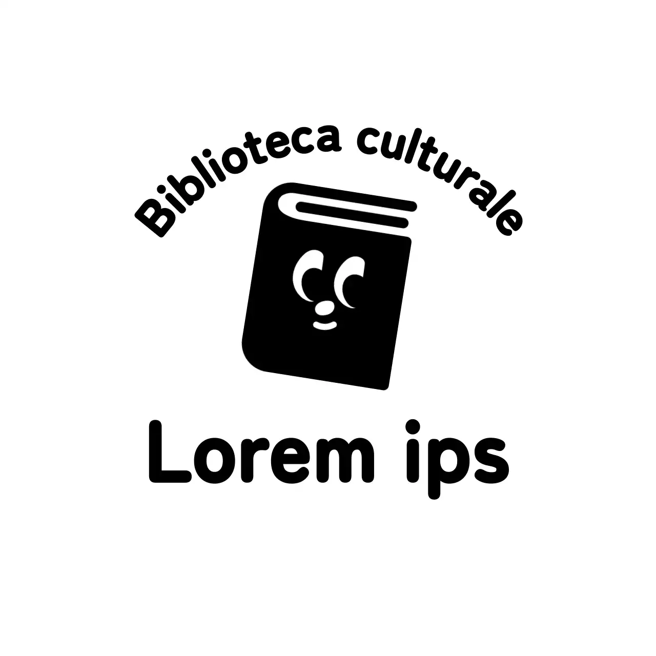 Logo della biblioteca con illustrazione di un libro
