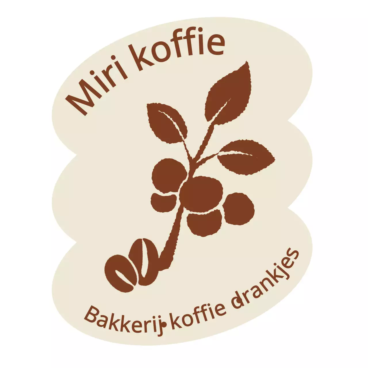 Rustige bladtekening café in beige kleuren