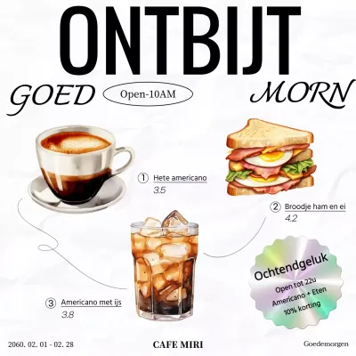 Promoot een modern café-evenement in zwart-wit