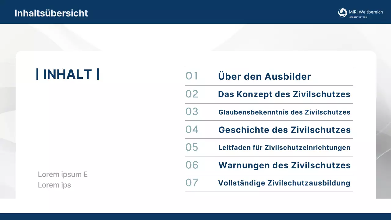 Einfache, marineblaue Zivilschutzausbildung