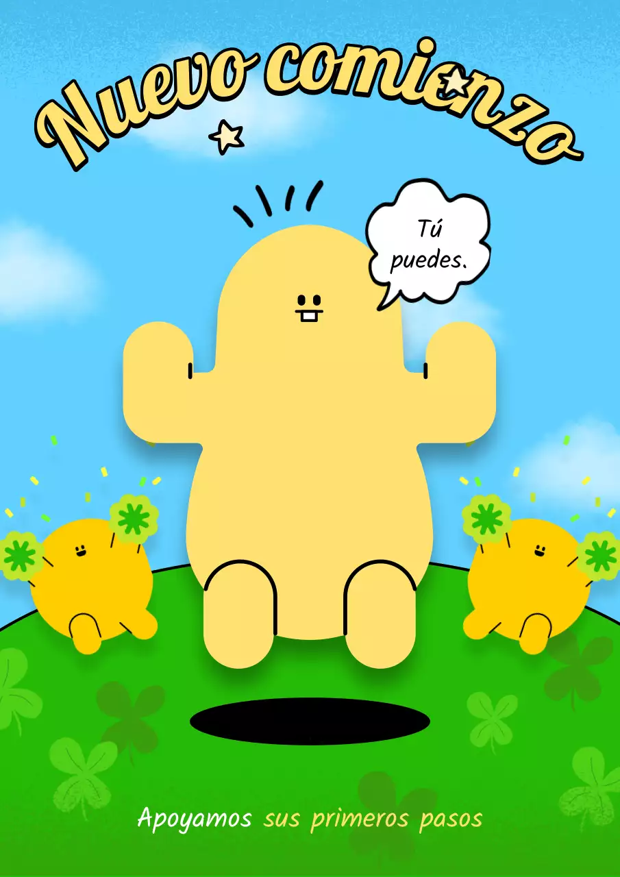 Un bonito cartel amarillo y verde para empezar de cero