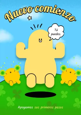 Un bonito cartel amarillo y verde para empezar de cero