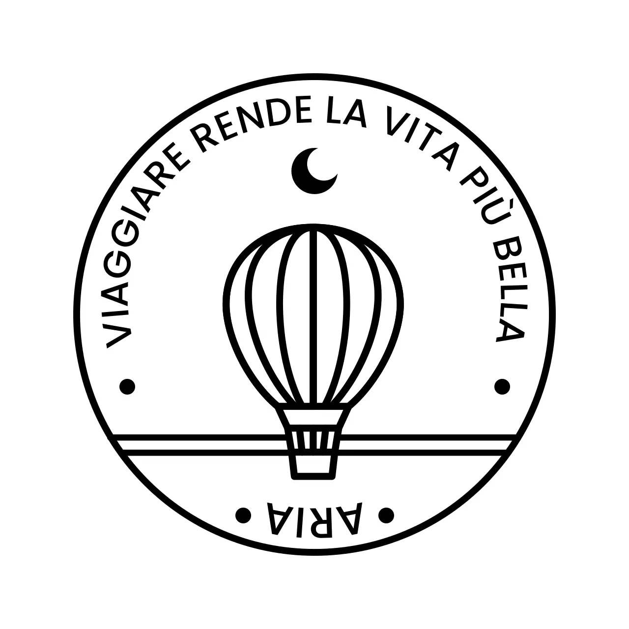 Logo del timbro della mongolfiera con luna