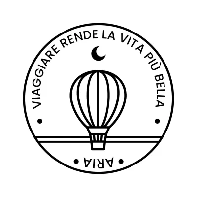 Logo del timbro della mongolfiera con luna