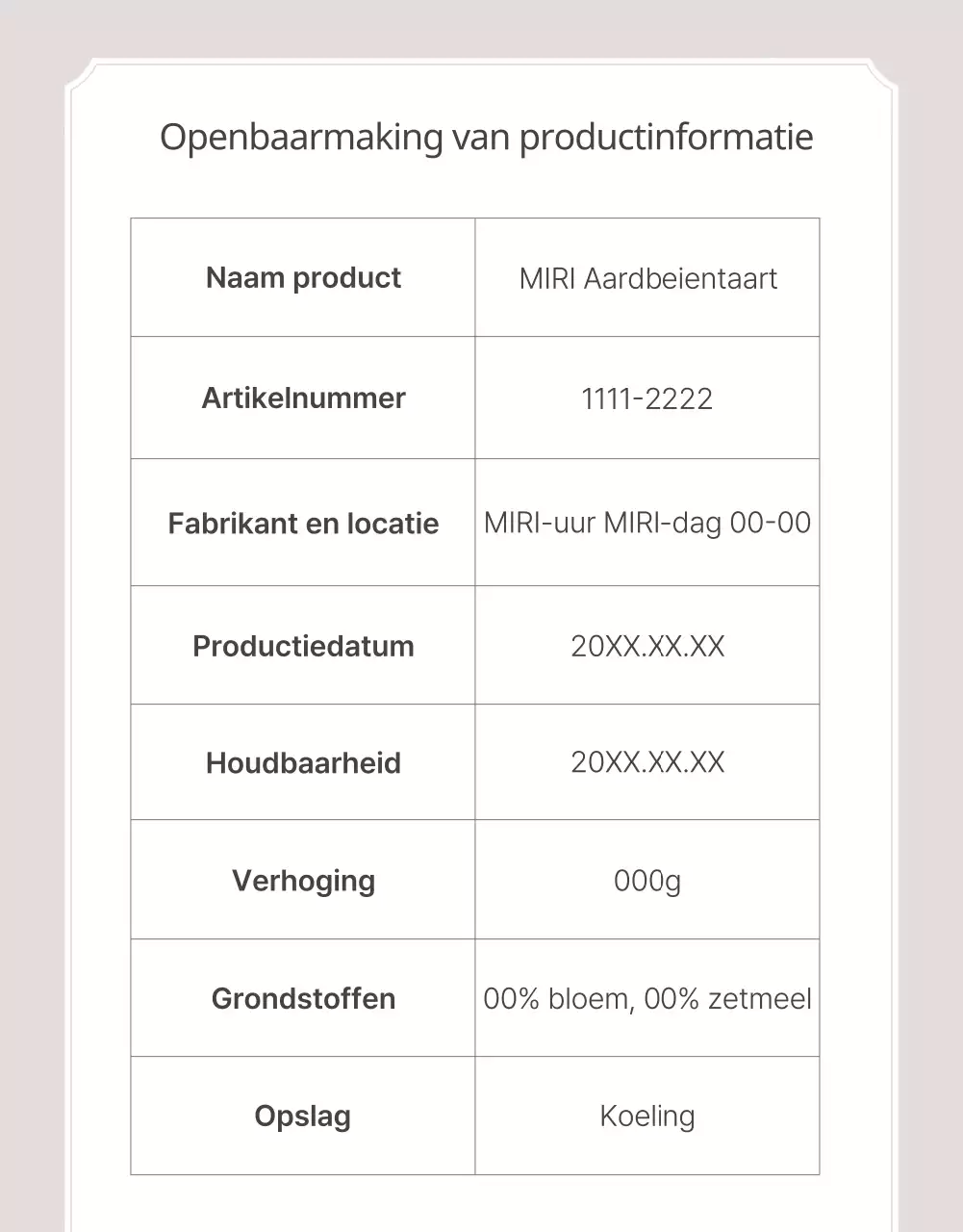 Promoot een klassieke bakkerijtaart in beige