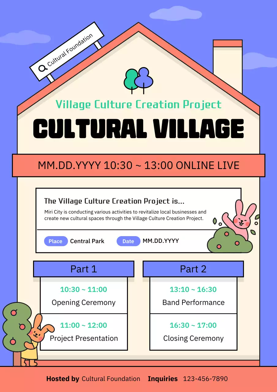 Blue Modern Cultural Event Announcement Poster