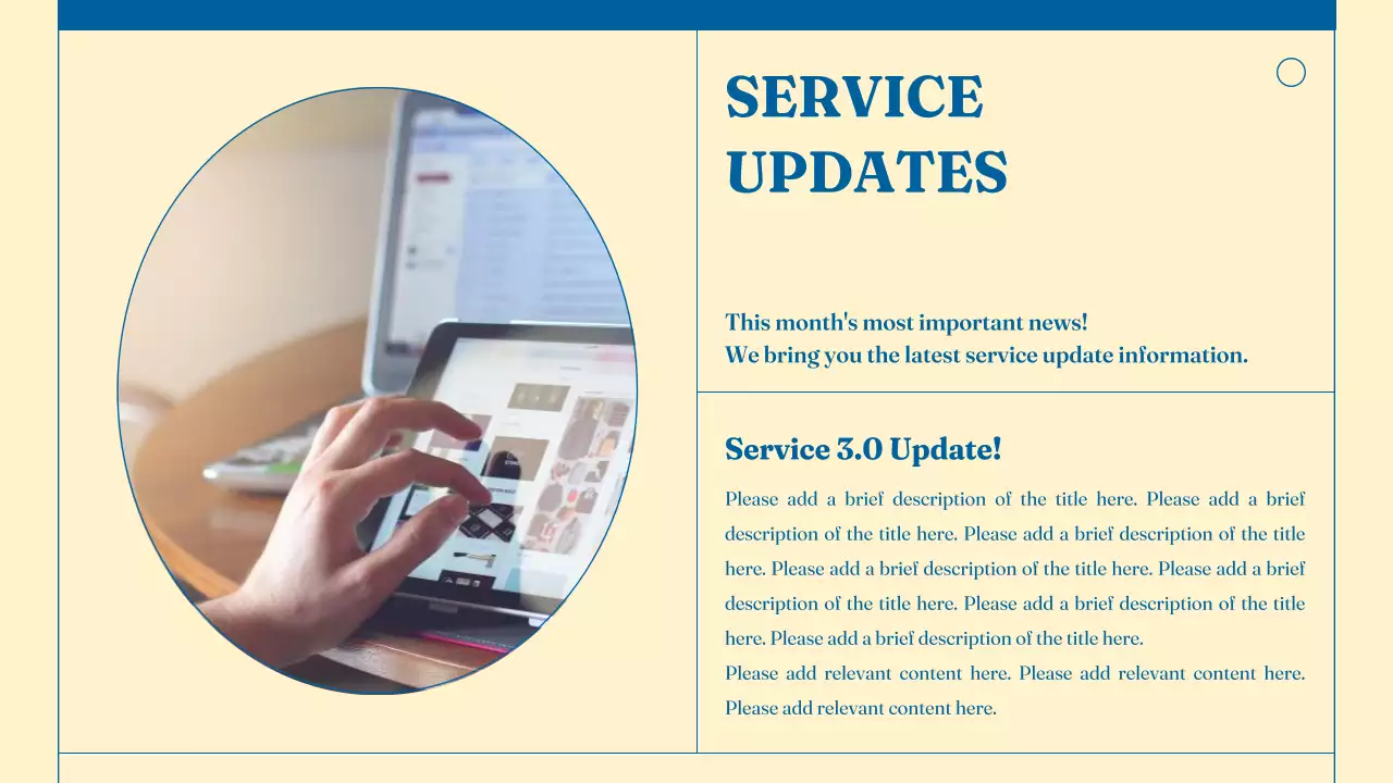 Apresentação do boletim informativo de atualização do serviço moderno bege