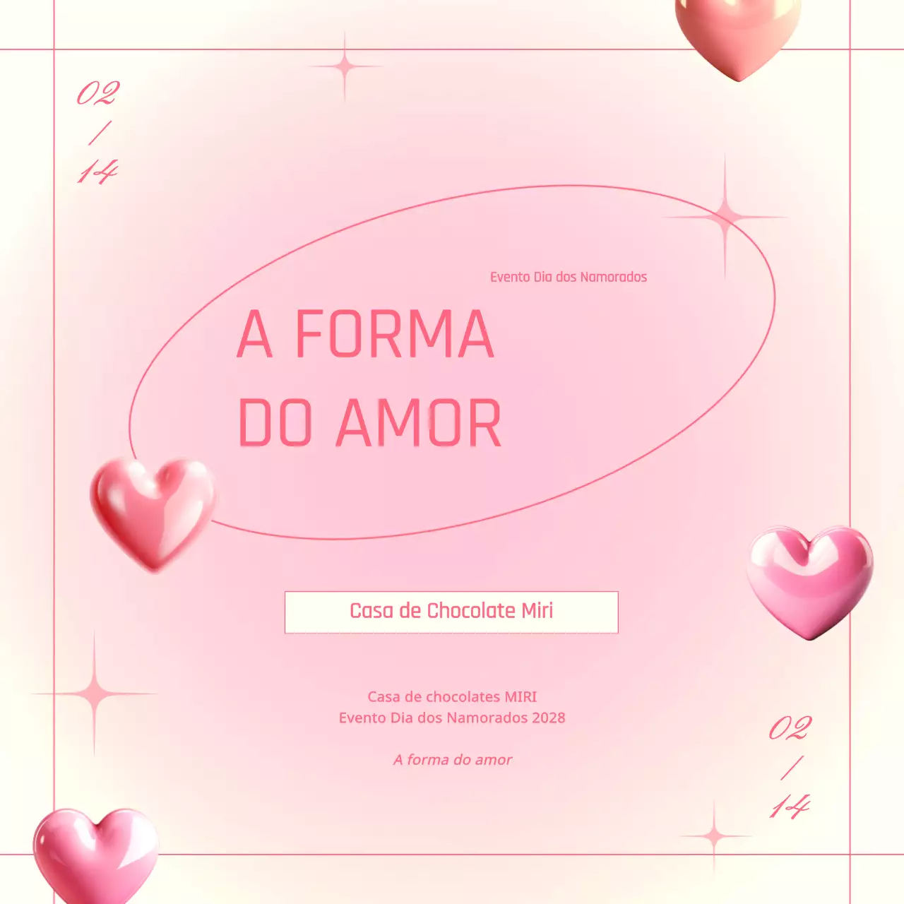 Promover um evento moderno do Dia dos Namorados com um fundo marfim e cor-de-rosa