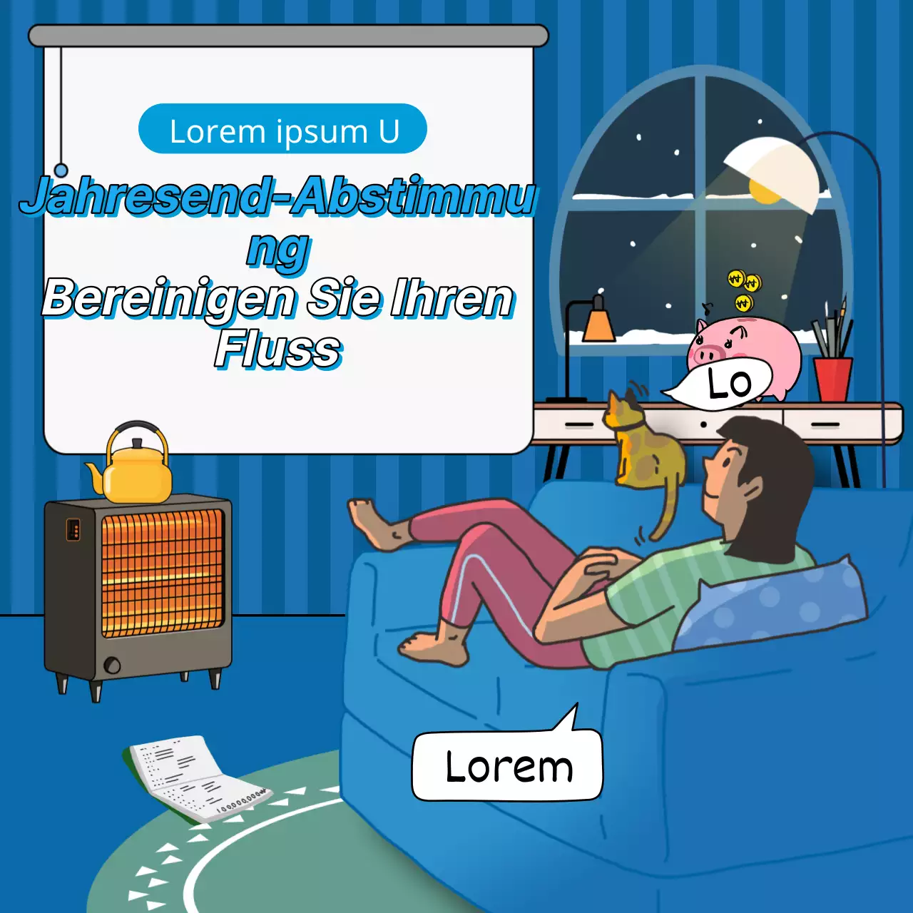 Marineblaue und weiße Buchhaltung auf den Punkt gebracht